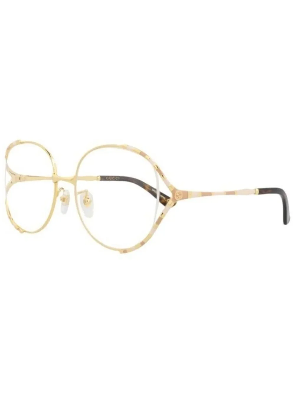 New Gucci Womens Round/Oval Gold Gold Transparent Fashion Designer Eyeglasses